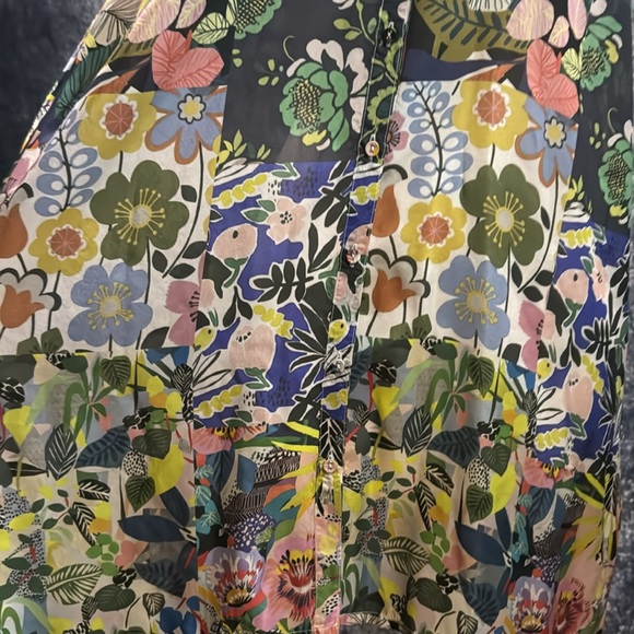Johnny Was Chelsea Xanthe 100% silk button up multicolor floral tunic top - Picture 5 of 7